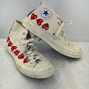 Comme Des Garçons Converse Chuck Taylor High‎ Top Sneakers 7.5W/5.5M White & Red